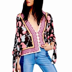 Free People Freshly Squeezed Button Up Blouse, NEW